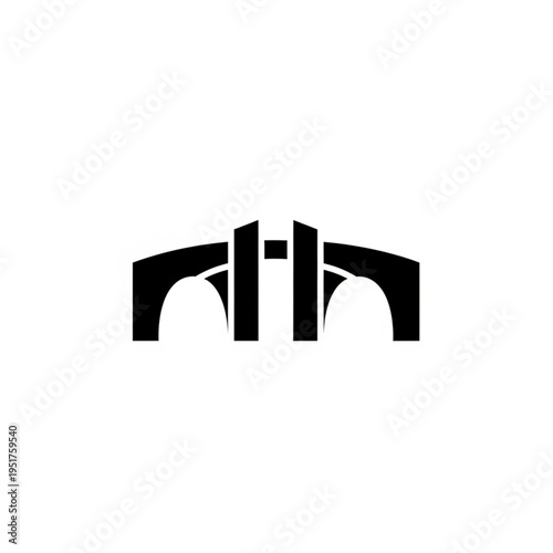 Modern Bridge Silhouette Icon Symbol.