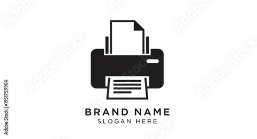 Modern Printer Icon with Paper Output and Input.