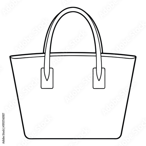 Simple black and white line of a tote bag handbag purse