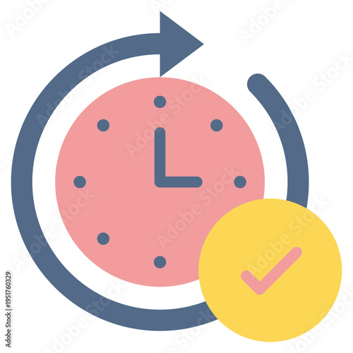 check clock watch renew time flat style icon