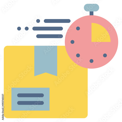 box delivery speed fast service time flat style icon