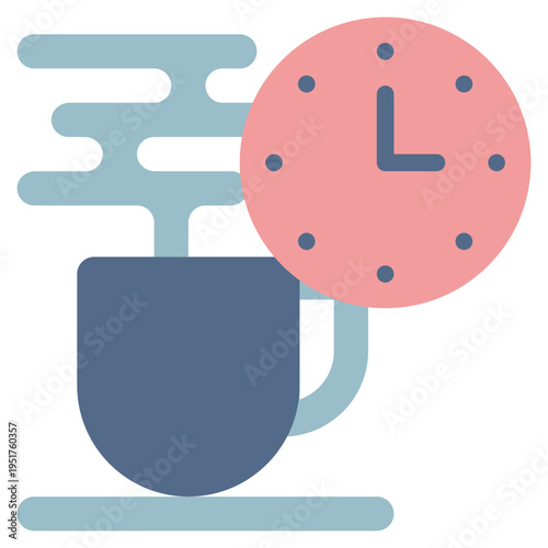 coffee break drink hot cup time flat style icon