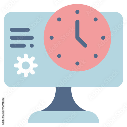 computer system setting watch clock time flat style icon