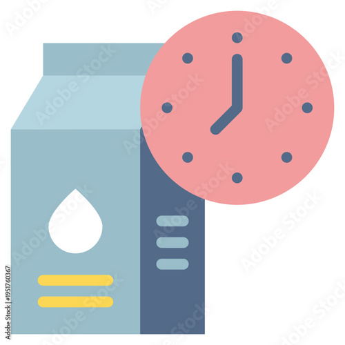 drinking milk box watch clock time flat style icon