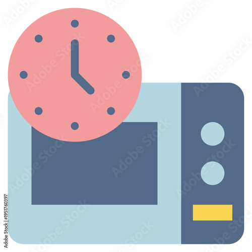 microwave cooking baked watch time food flat style icon