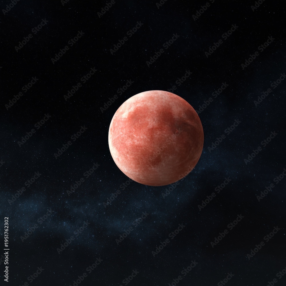 Fototapeta premium Red moon visible over dark starfield in outer space