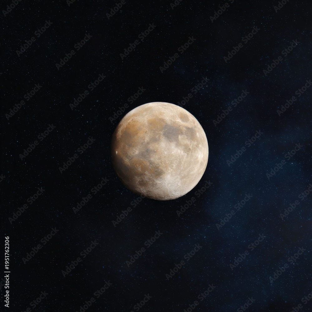 Fototapeta premium Partial moon illuminated with textured surface against space