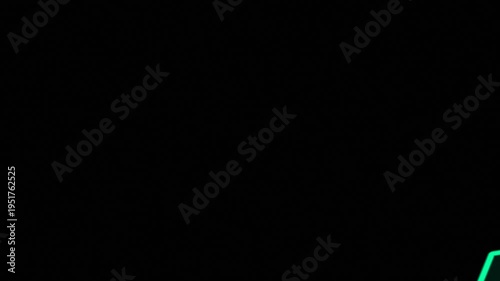 A black background with a neon green outlined shape in the top left corner