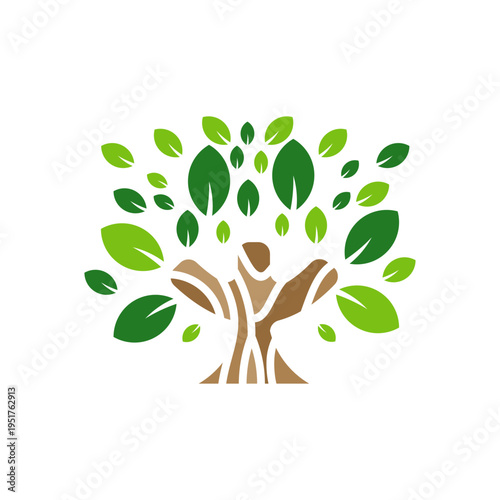 Minimalist Nature Icon with Abstract Tree Trunk
