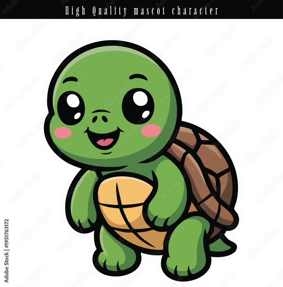 Obraz premium Friendly pixel art turtle mascot with a cheerful smile