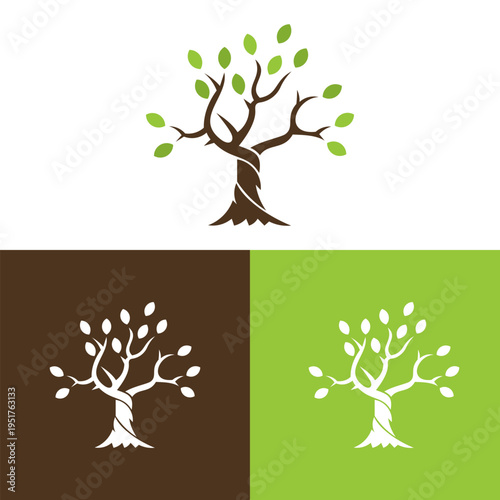 Abstract Spiral Tree Silhouette for Eco Brand