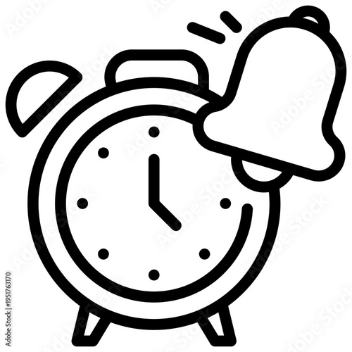 bell ringing alarm loud clock simple line icon