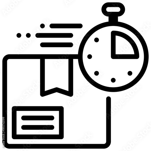 box delivery speed fast service time simple line icon