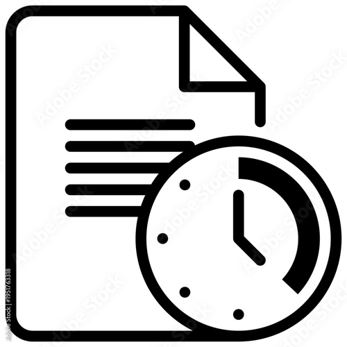 paper document deadline work business time simple line icon