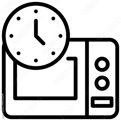microwave cooking baked watch time food simple line icon