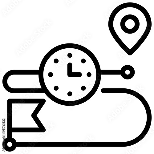 map travel pin gps start stop time simple line icon