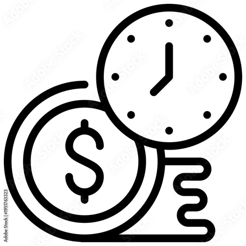 money work salary watch clock time office simple line icon