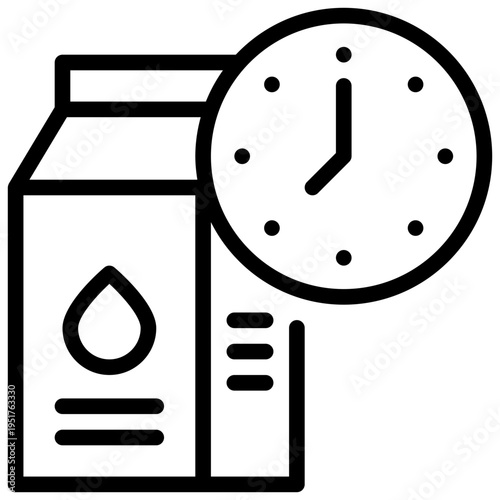 drinking milk box watch clock time simple line icon