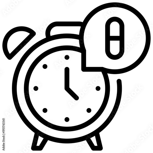 ringing alarm clock watch drug time health simple line icon