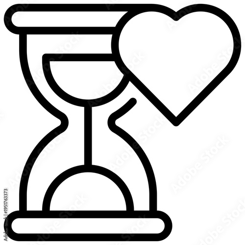 sand watch heart health love time simple line icon