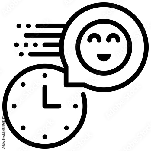 smiling happy funny time simple line icon