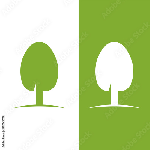 Simple Green Tree Silhouette Icon Design