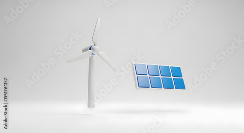 Wallpaper Mural solar panels and wind turbine Torontodigital.ca