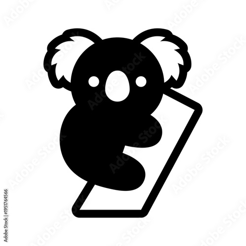Koala on tree black vector icon
