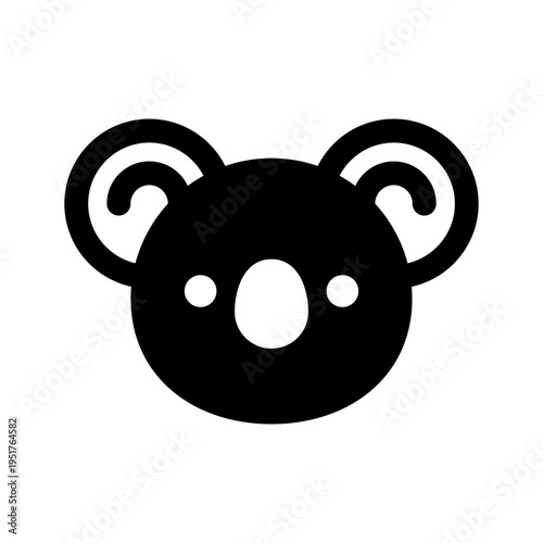 Koala head black vector icon