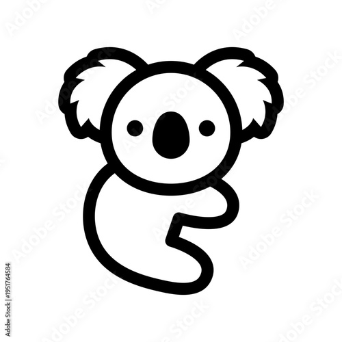 Koala black line vector icon