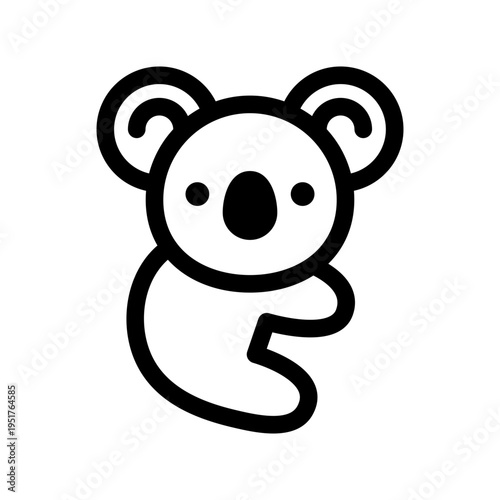 Koala black line vector icon