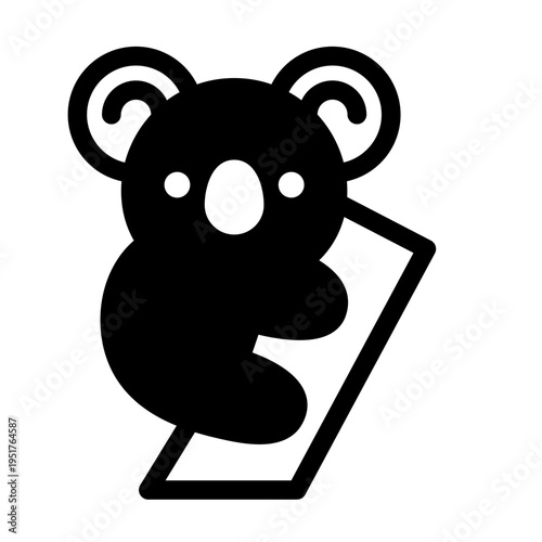 Koala on tree black vector icon