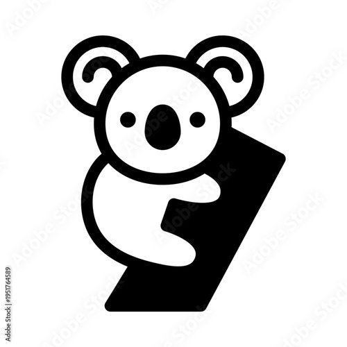 Koala on tree black vector icon