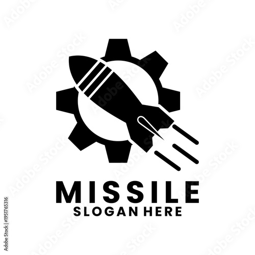 Rocket Gear Launch Logo Vector Illustration. Missile with gear logo design template