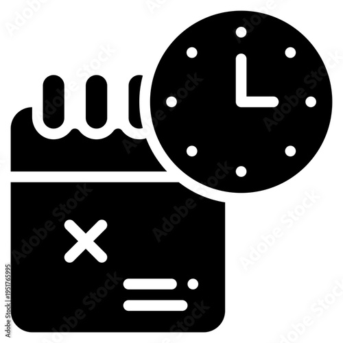 calendar date clock watch time solid glyph icon