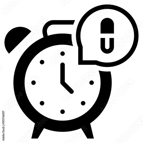 ringing alarm clock watch drug time health solid glyph icon