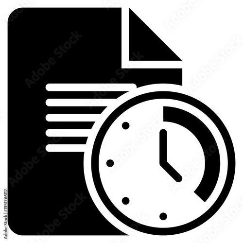 paper document deadline work business time solid glyph icon