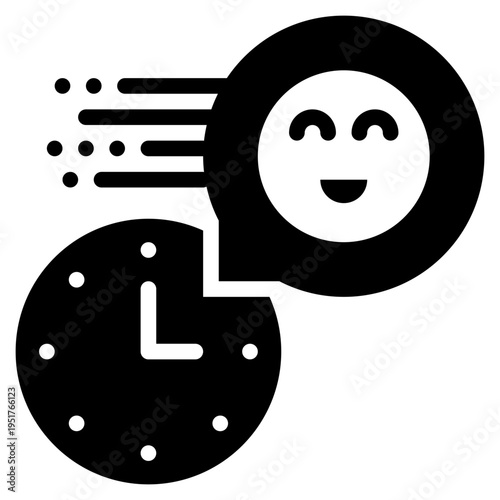 smiling happy funny time solid glyph icon