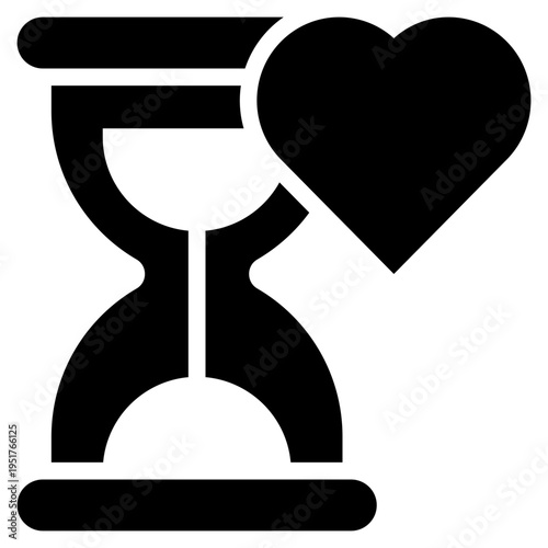 sand watch heart health love time solid glyph icon