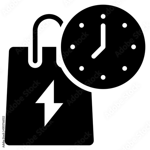 shopping bag fast sale watch time solid glyph icon