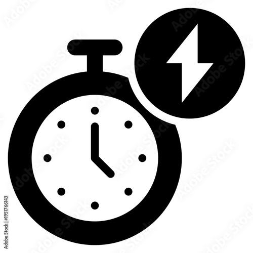 stop watch speed fast service time solid glyph icon