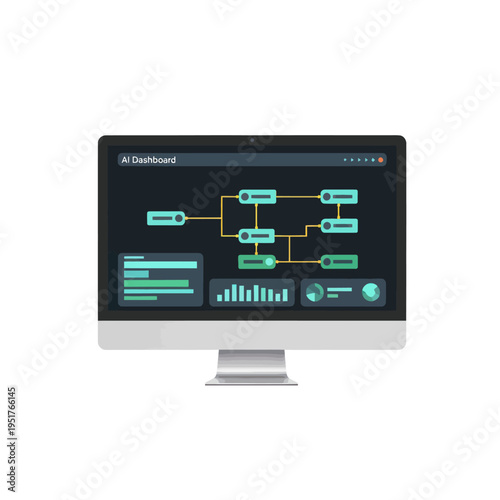 Computer Screen Displaying Business Analytics Dashboard Interface.