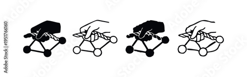 Hand Holding Network Nodes with Rope Icons - Connection and Management Concept