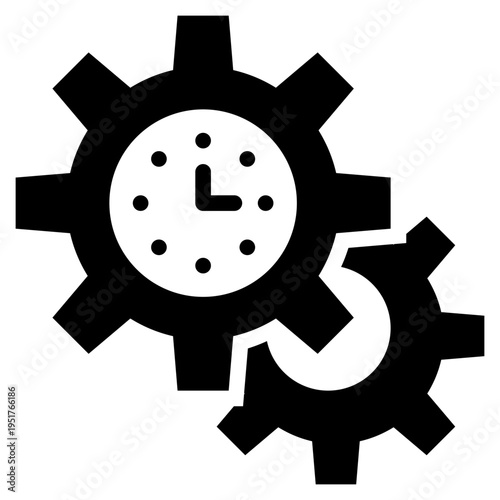 time system setting gear wheel solid glyph icon