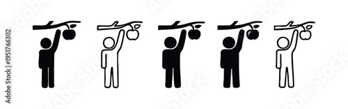 Reaching for Knowledge and Success Apple Icons - Aspiration and Goal Achievement Concept