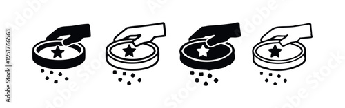 Hand Spreading Seeds from Star Container Icon Set