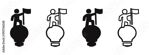 Creative Idea and Leadership Achievement Icon Set