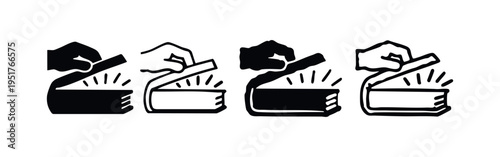 Opening Book with Light Rays Icon Set