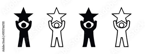 Person Exiting Door Icon Set Representing Emergency Exit and Freedom of Choice