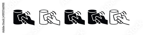 Contactless Payment Icon Set. Vector glyph symbols for NFC transactions, tap to pay, and digital banking.